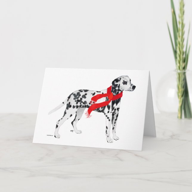 Dalmatian in a Red Scarf Holiday Card (Front)