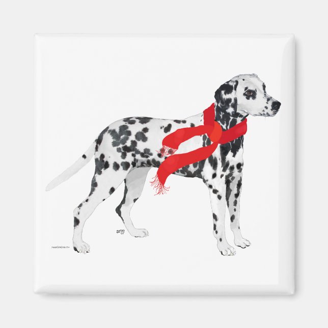 Dalmatian in a Red Scarf Magnet (Front)