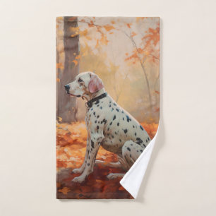 Dalmatian in Autumn Leaves Fall Inspire Bath Towel Set