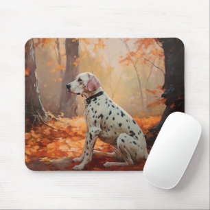 Dalmatian in Autumn Leaves Fall Inspire Mouse Pad