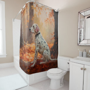 Dalmatian  in Autumn Leaves Fall Inspire  Shower Curtain