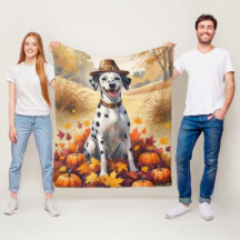 Dalmatian In Autumn Leaves Thanksgiving Art