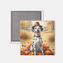 Dalmatian In Autumn Leaves Thanksgiving Art
