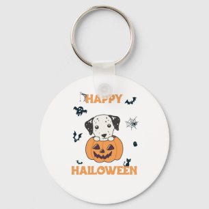 Dalmatian In Pumpkin Sweet Dogs Happy Halloween Key Ring