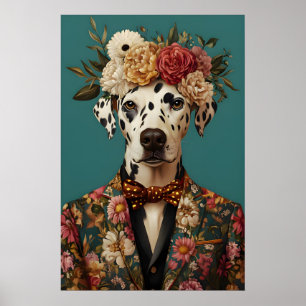 Dalmatian In Suit Poster, Dalmatian Portrait Poster