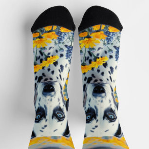 Dalmatian in the flowers socks