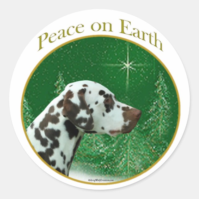 Dalmatian (liver) Peace Classic Round Sticker (Front)