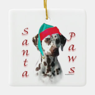 Dalmatian (liver) Santa Paws Ceramic Ornament