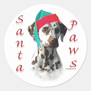 Dalmatian (liver) Santa Paws Classic Round Sticker
