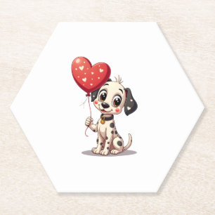 Dalmatian Love Heart for Valentines Day on Dalmati Paper Coaster