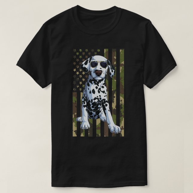 Dalmatian Men Women Dalmation Dad Mum Camo USA Fla T-Shirt (Design Front)