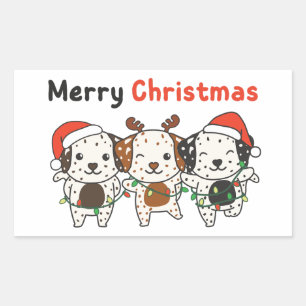 Dalmatian Merry Christmas Cute Dogs Holiday Rectangular Sticker