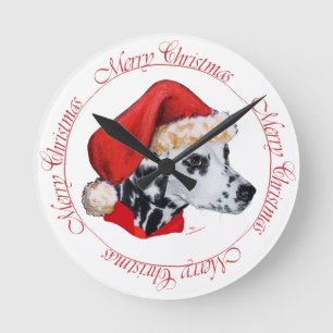 Dalmatian Merry Christmas Round Clock