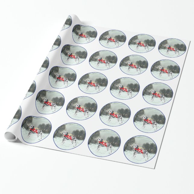 Dalmatian Merry Christmas Wrapping Paper (Unrolled)