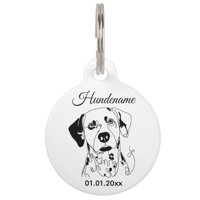 Dalmatian Minimalist Line Art Personalized Tag (Front)