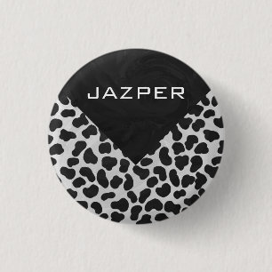 Dalmatian Monogrtam Black and White Prints 3 Cm Round Badge