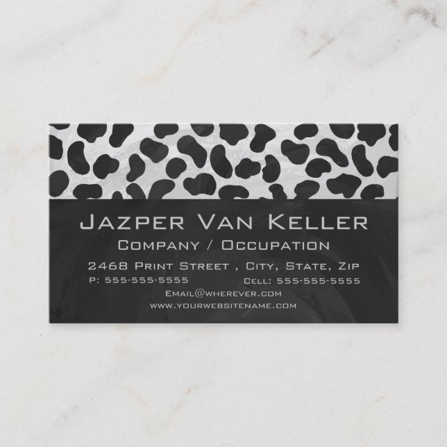 Dalmatian Monogrtam Black and White Prints Business Card (Front)