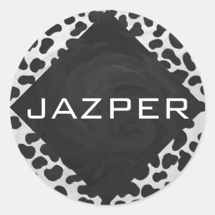 Dalmatian Monogrtam Black and White Prints Classic Round Sticker