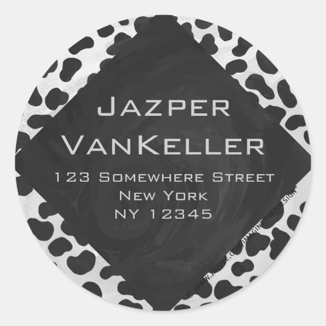 Dalmatian Monogrtam Black and White Prints Classic Round Sticker (Front)