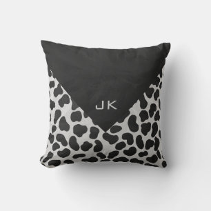 Dalmatian Monogrtam Black and White Prints Cushion
