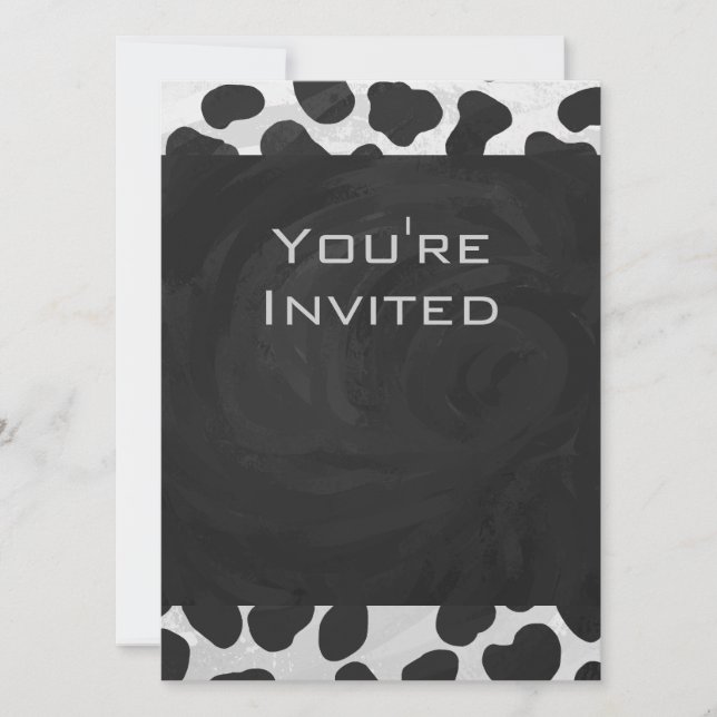 Dalmatian Monogrtam Black and White Prints Invitation (Front)