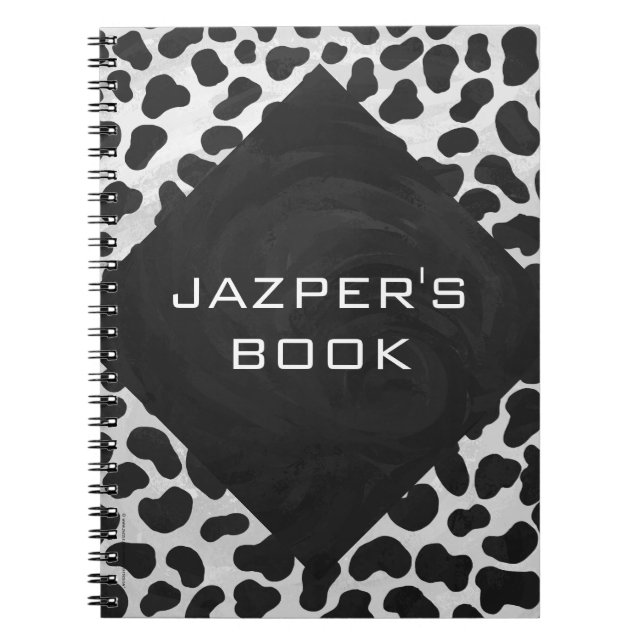 Dalmatian Monogrtam Black and White Prints Notebook (Front)
