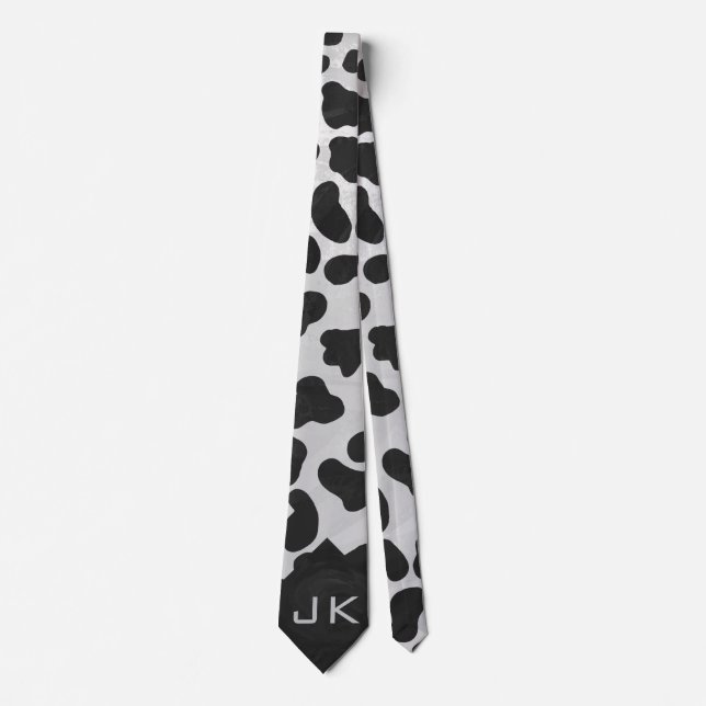 Dalmatian Monogrtam Black and White Prints Tie (Front)