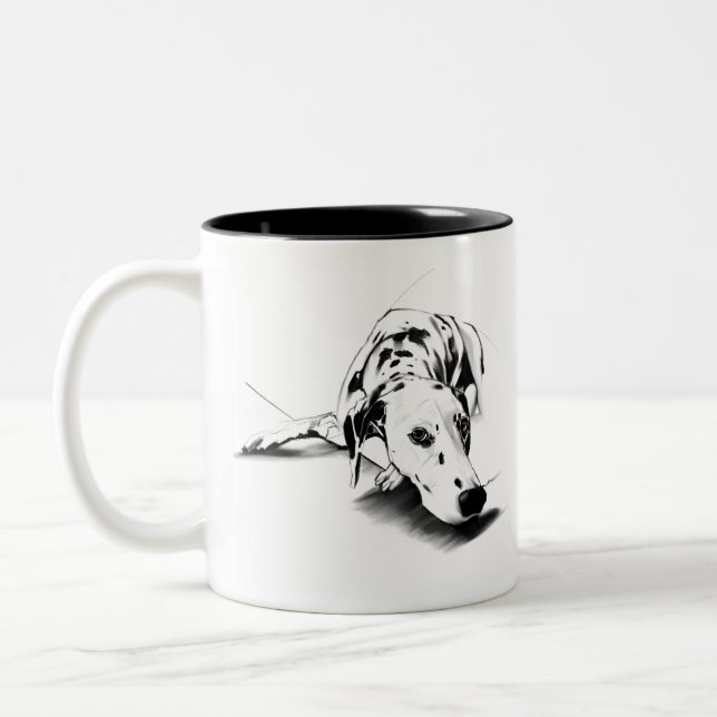 Dalmatian Mug – Hand Drawn Spotted Dog Coffee Mug (Left)