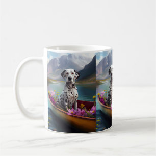 Dalmatian on a Paddle: A Scenic Adventure Coffee Mug