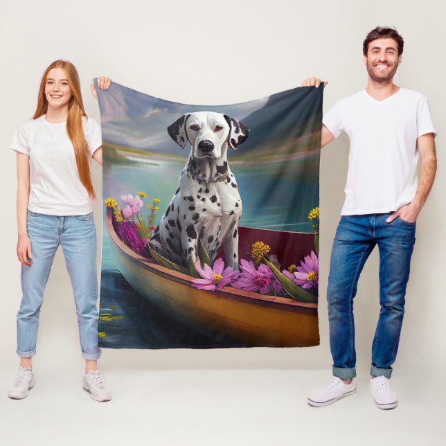 Dalmatian on a Paddle: A Scenic Adventure Fleece Blanket (In Situ)