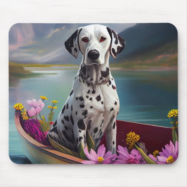 Dalmatian on a Paddle: A Scenic Adventure Mouse Pad (Front)