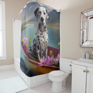 Dalmatian on a Paddle: A Scenic Adventure Shower Curtain