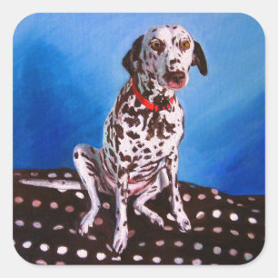 Dalmatian on spotty cushion 2011 square sticker