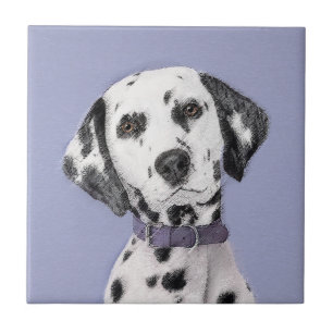Dalmatian Painting - Cute Original Dog Art Ceramic Tile