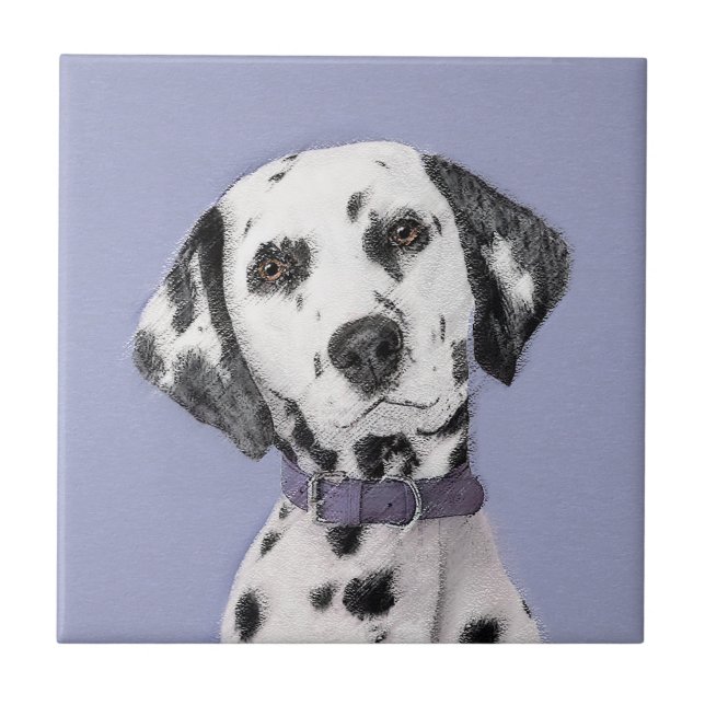Dalmatian Painting - Cute Original Dog Art Ceramic Tile (Front)