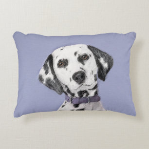 Dalmatian Painting - Cute Original Dog Art Decorative Cushion