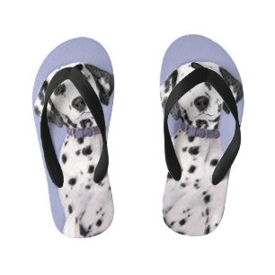 Dalmatian Painting - Cute Original Dog Art Kid's Thongs