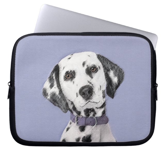 Dalmatian Painting - Cute Original Dog Art Laptop Sleeve (Front)