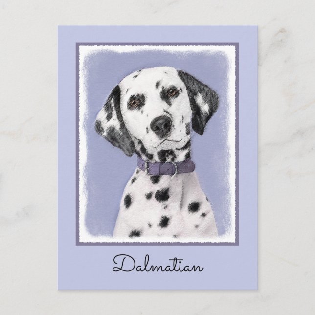 Dalmatian Painting - Cute Original Dog Art Postcard (Front)
