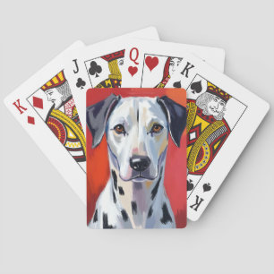 Dalmatian Painting Dog Pet Red Playing Cards