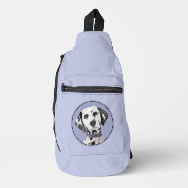 Dalmatian Painting Spotted Cute Original Dog Art Sling Bag (Front)
