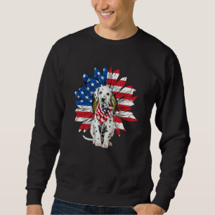 Dalmatian Patriot American Flag Sunflower Independ Sweatshirt