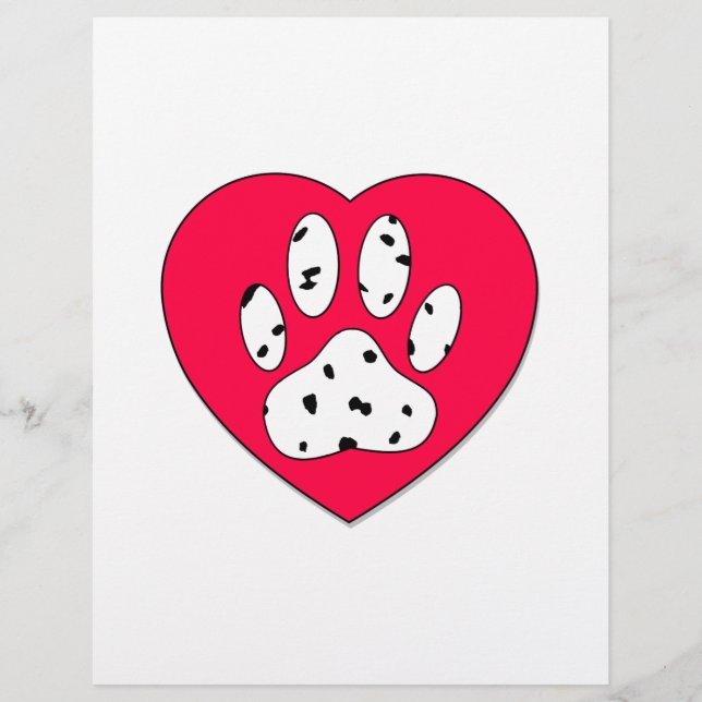 Dalmatian Paw Print In Red Heart (Front)