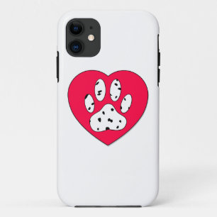 Dalmatian Paw Print In Red Heart iPhone 11 Case