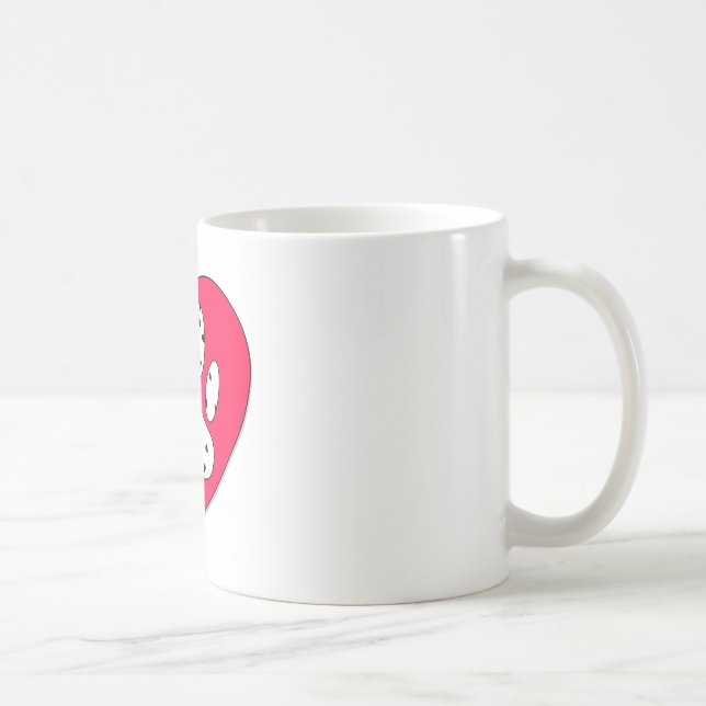 Dalmatian Paw Print In Red Heart Coffee Mug (Right)
