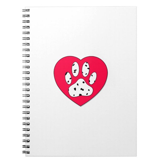 Dalmatian Paw Print In Red Heart Notebook (Front)