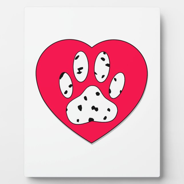 Dalmatian Paw Print In Red Heart Plaque (Front)