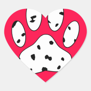 Dalmatian Paw Print In Red Heart Sticker