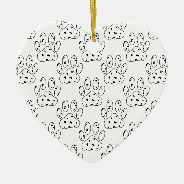 Dalmatian Paw Print Pattern Ceramic Ornament (Front)