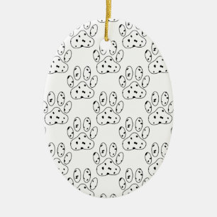 Dalmatian Paw Print Pattern Ceramic Tree Decoration